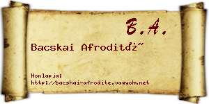 Bacskai Afrodité névjegykártya
